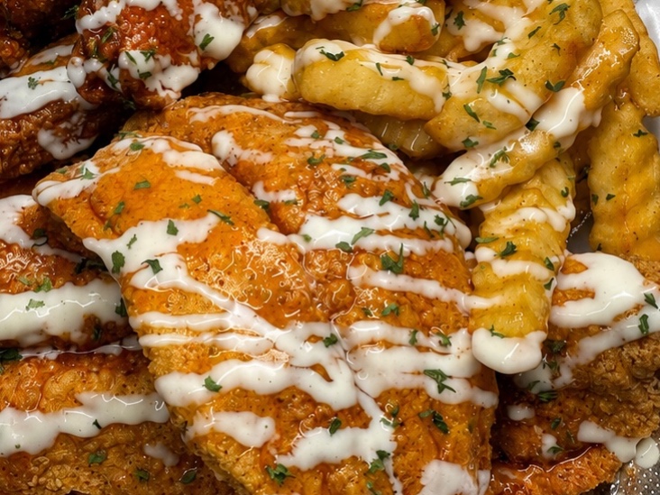 Jumbo fried wings with fries